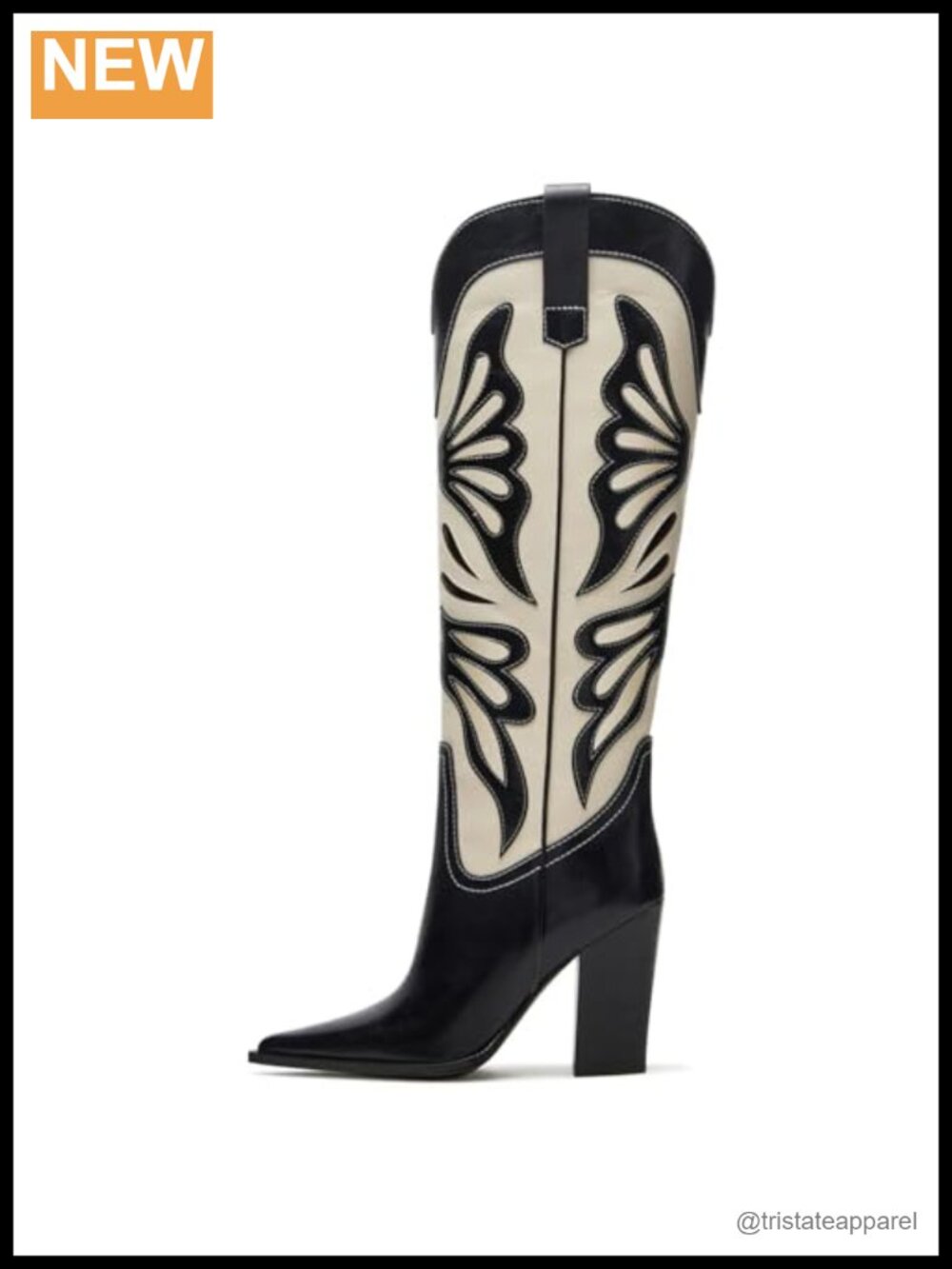 Cowboy Boots for Women Pointed Toe Chunky Heel Wide Calf Knee High Embroidered
